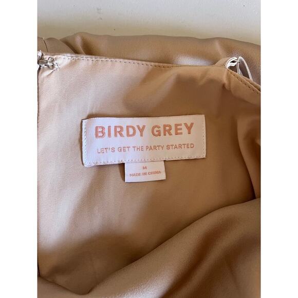 Birdy Grey Lydia Dress Matte Satin Neutral Champagne Medium Long Bridesmaid Cowl - Picture 8 of 13